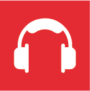 Icon Gehörschutz für die IBZ Website. Das Icon ist ein weisser Gehörschutz auf rotem, quadratischem Hintergrund