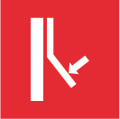 Das Icon für das Applizieren eines Werkstoffes ist eine gebogene Platte, welche auf eine gerade gepresst wird. Das Icon ist weiss auf einem roten Hintergrund