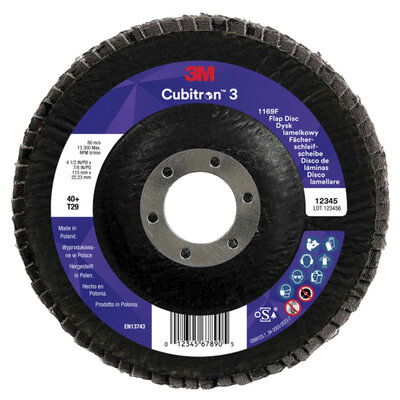 3M 1169F  Fächerschleifscheibe Cubitron 3, flach oder gekröpft, 115/125 mm