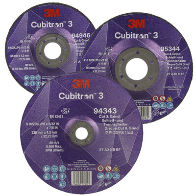 3M Cut & Grind Cubitron 3 Hochleistungs-Trenn-/Schruppscheiben, 100/115/125/150/180/230 mm, Dicke 3.2 - 4.2 mm